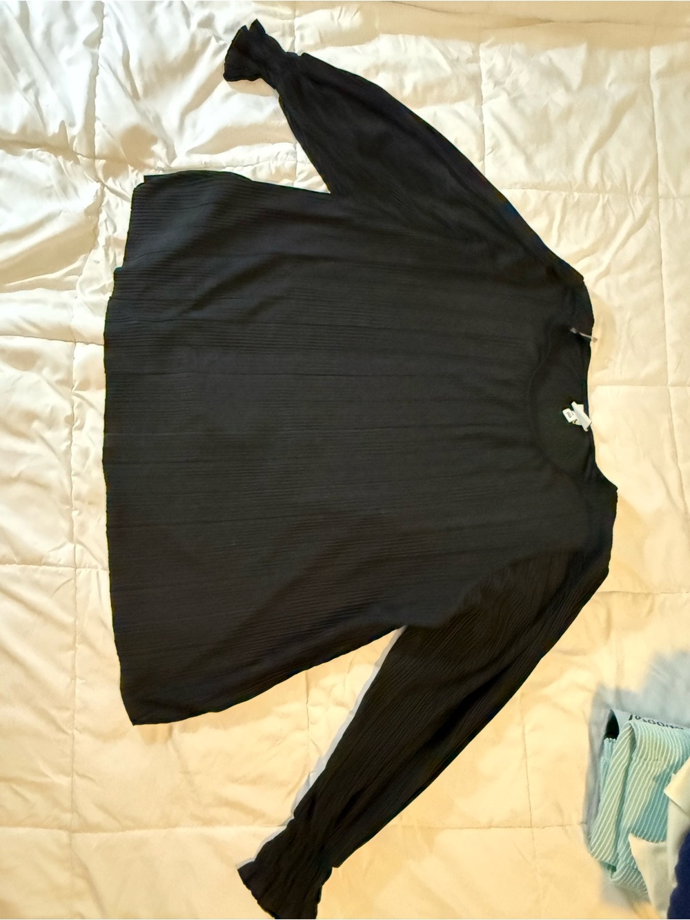 Ava & Viv Black Ribbed Knit Top, Long Sleeve